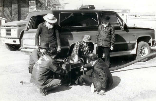 Testing the portable pump in 1985